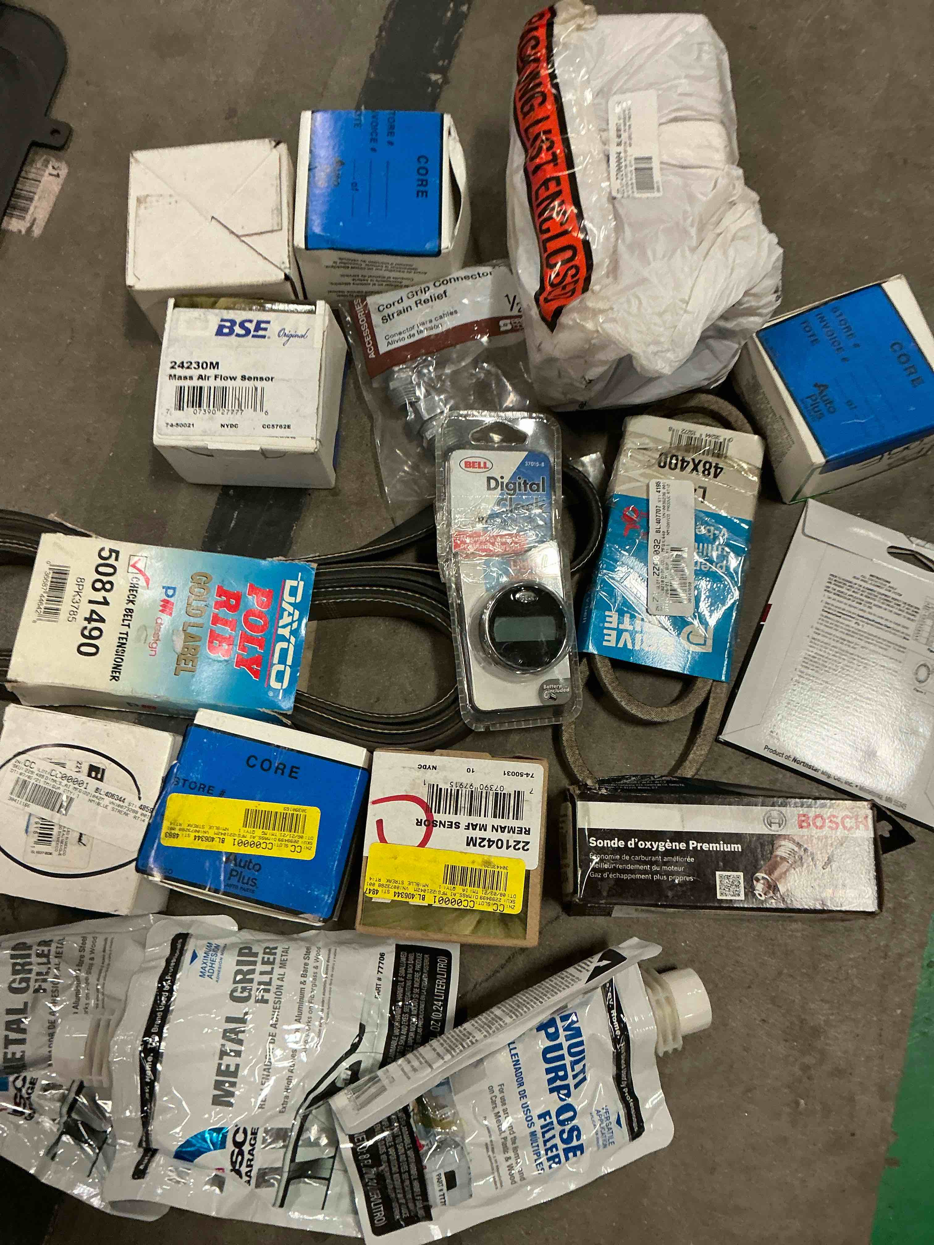 Assortment of car parts of different styles