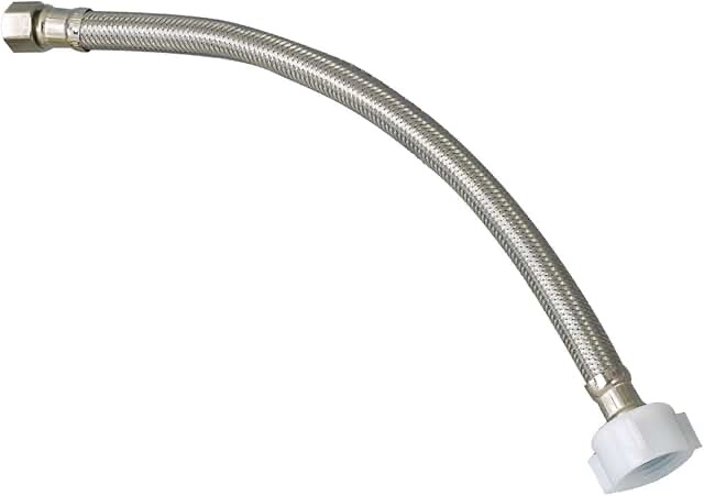 Plumb Pak PP23806 E-Z Toilet Supply Tube with Flag Label, 3/8 in Compression X 7/8 in Ballcock, 20 in L, Stainless Steel, Silver