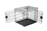 Amazon Basics Durable,Foldable Metal Wire Dog Crate with Tray, Double Door, 30 Inches, Black