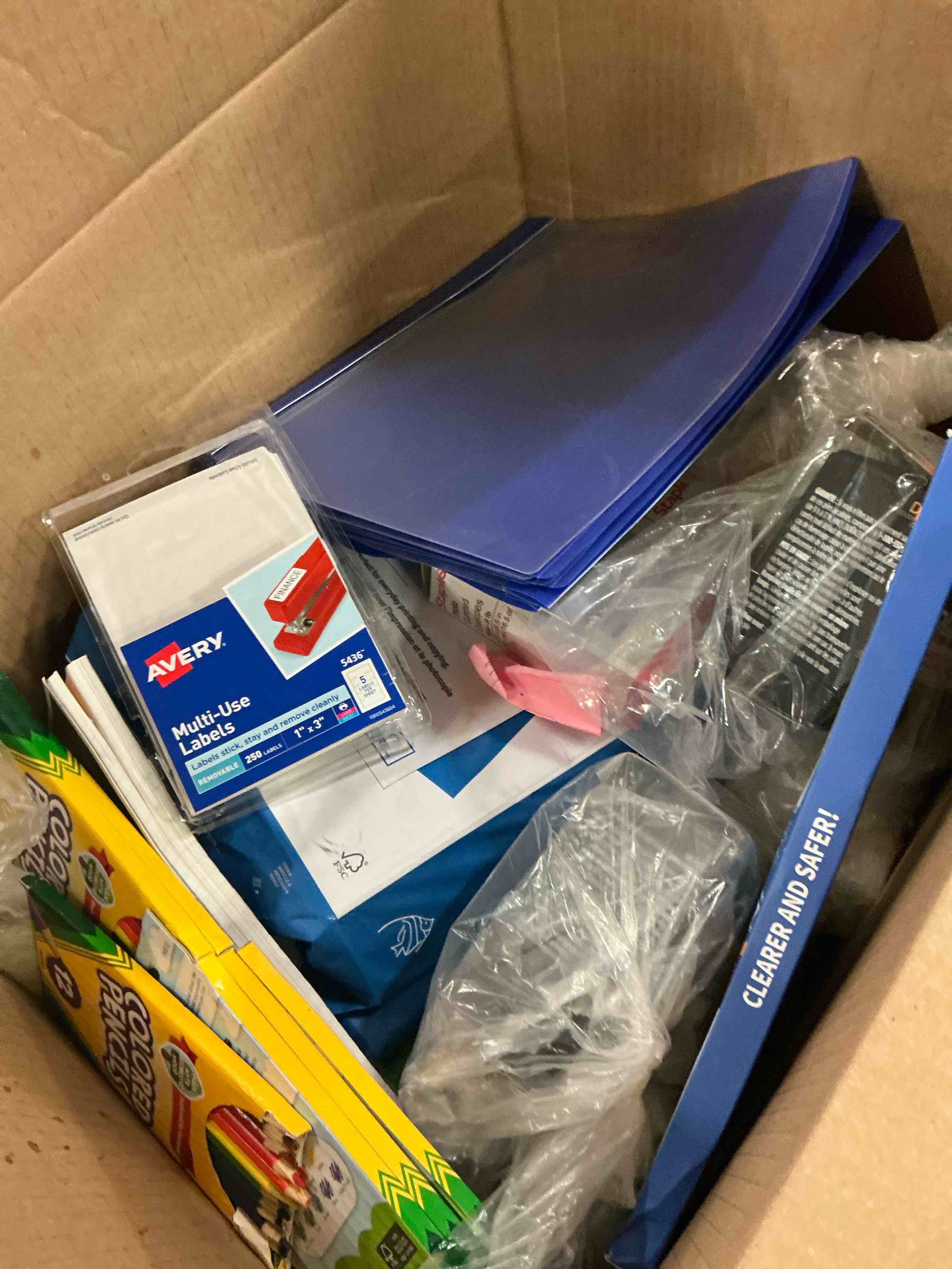 Assortment of school products and cleaning