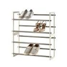 TRINITY Basics 2-Tier Expandable Shoe Organizer with White Wood Frame, Stackable Shoe Rack for Closet, Stores up to 16 Pairs of Shoes, Champagne Finish, Expands from 24” to 44”, 2-Pack