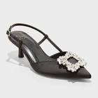 women's annette satin slingback heels with memory foam insole - a new day™ black 8.5
