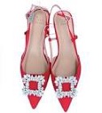 women's annette satin slingback heels with memory foam insole - a new day™ red 6