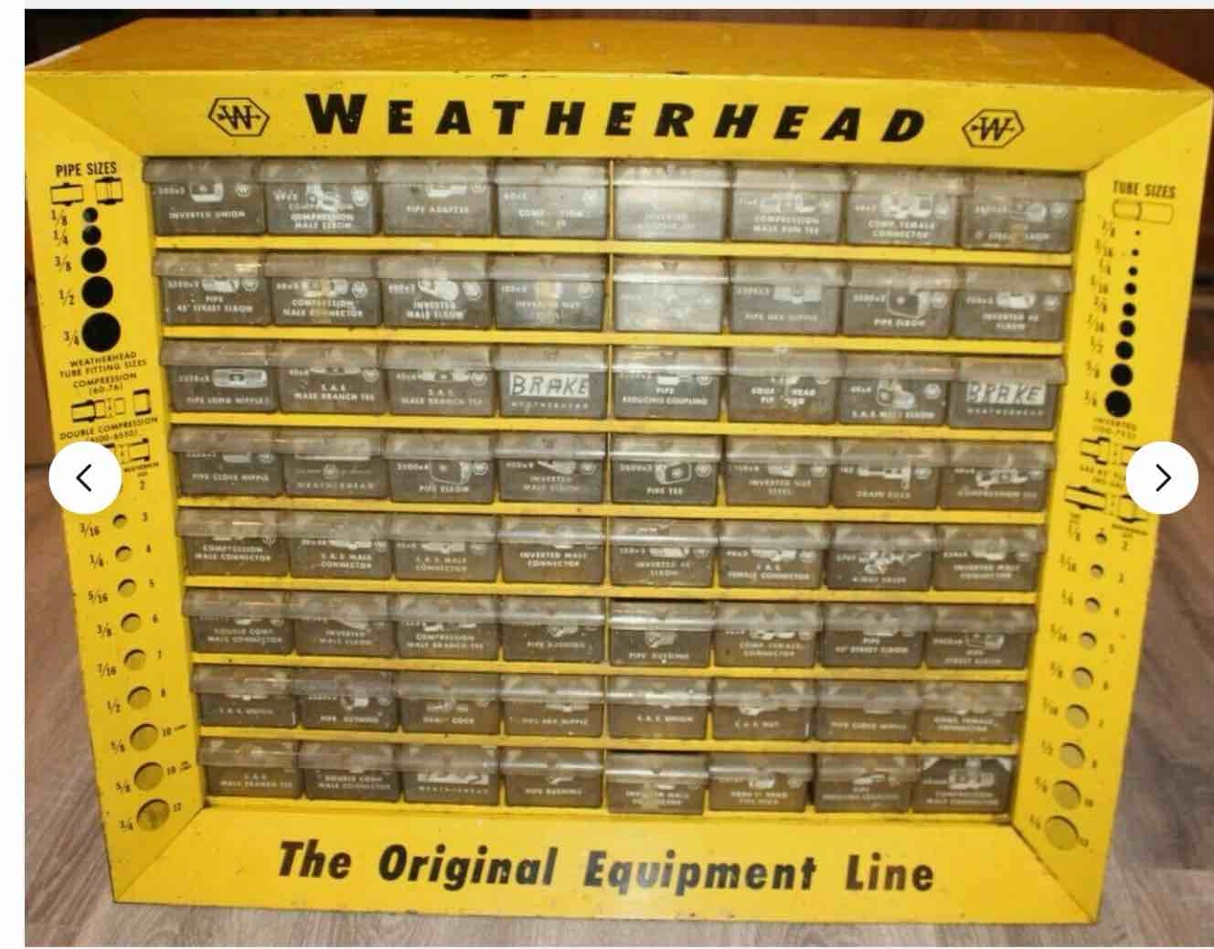 64 Drawer WEATHERHEAD Metal Storage Cabinet Yellow (rare 64 drawers unit)