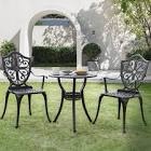 Nuu Garden 3-piece Black Cast Aluminum Patio Bistro Set vintage-inspired flower (Incomplete only one box)