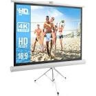 pyle portable projector screen tripod stand - mobile projection screen  & easy pull assemble system