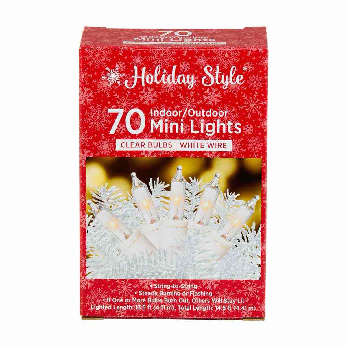 Holiday Style Mini Bulb Christmas Lights, 70 ct