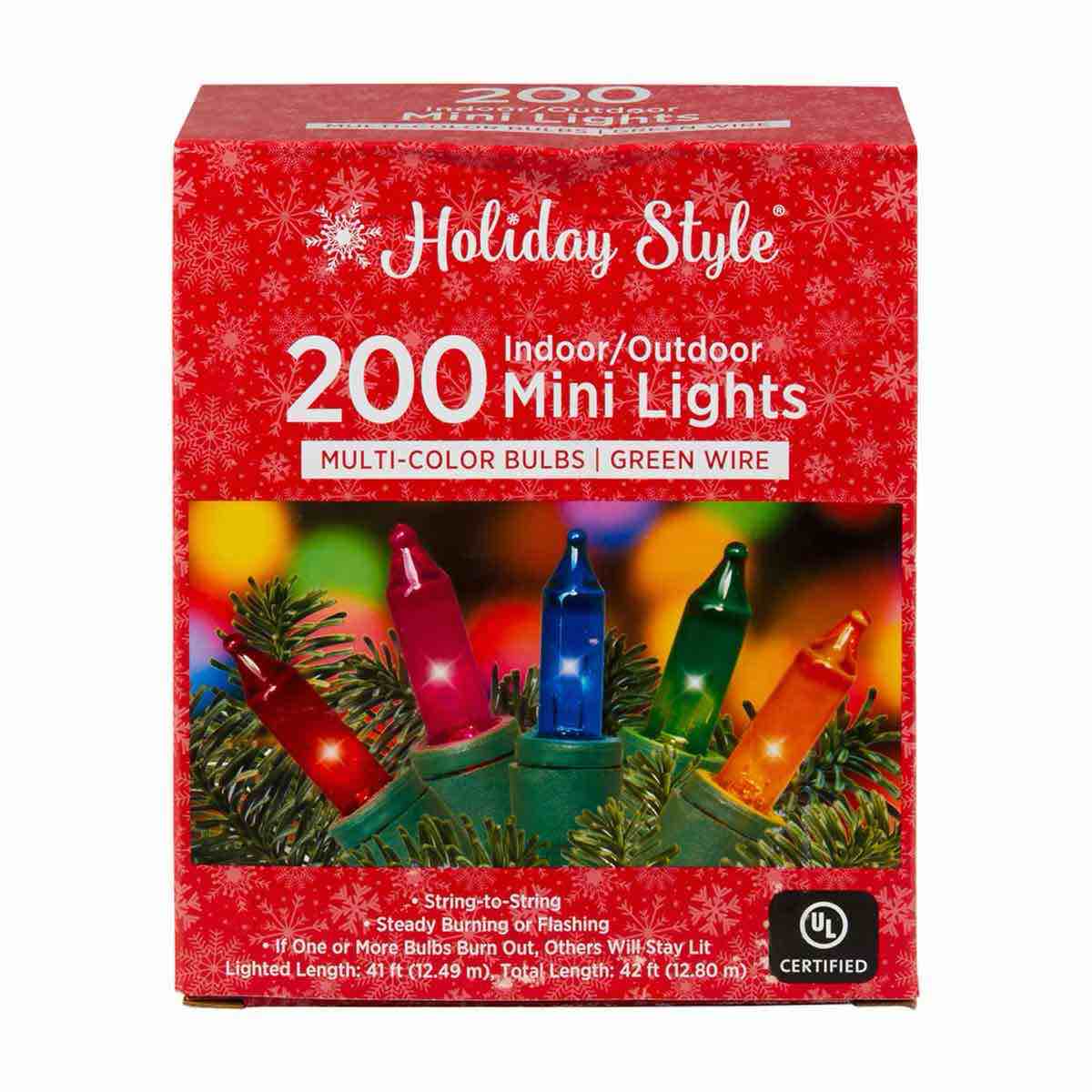 Holiday Style Mini Bulb Christmas Lights, 200 ct - Assorted