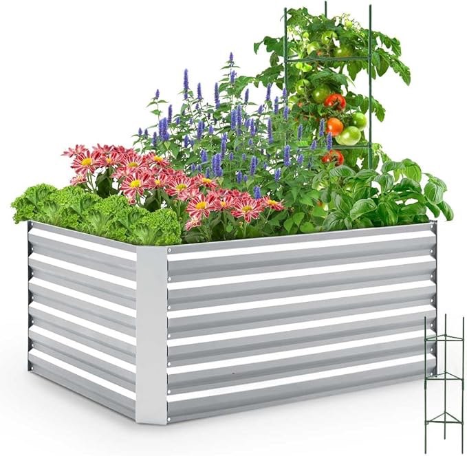 aluminum Planter for outside black with silver 