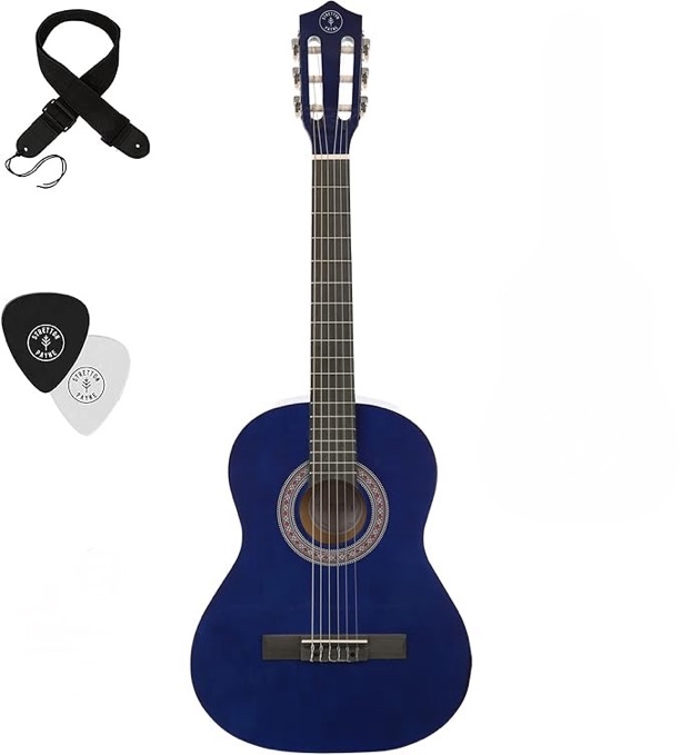 Stretton Payne Children's Classical Guitar, 3/4 Size (36") Nylon Children's Concert Guitar, Blue