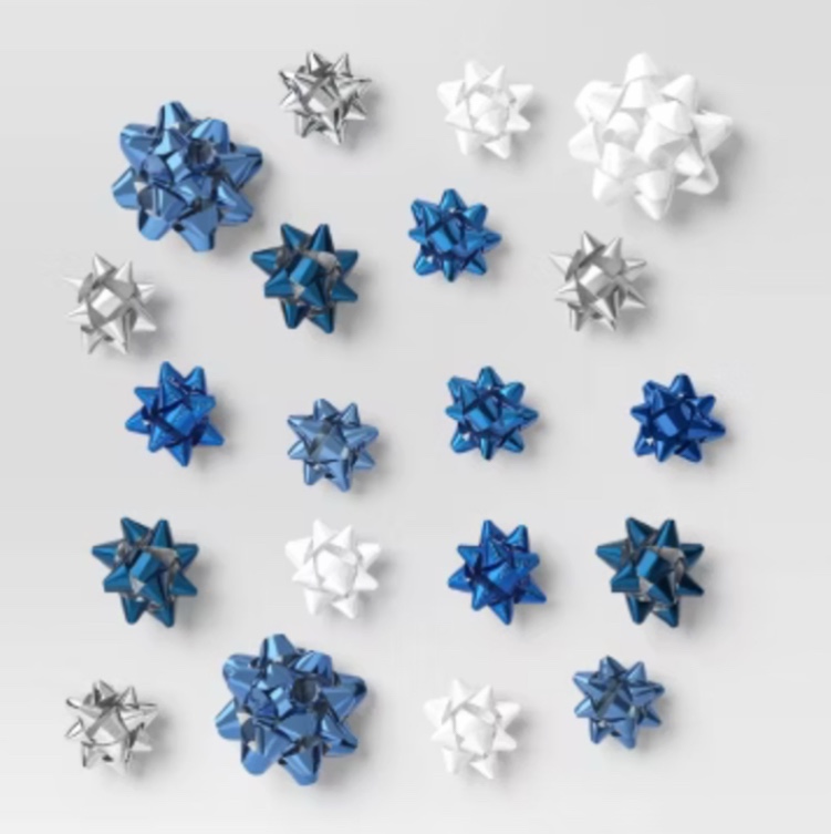 40ct christmas decorative bow blue/white/silver - wondershop™