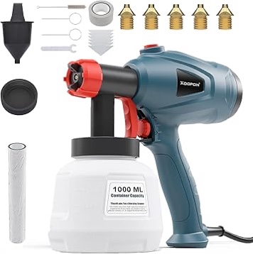 Xoopon HVLP Paint Sprayer, High Power Spray Gun with 5 Copper Nozzles & 3 Spray Patterns & Multiple Accessories, Best for DIY