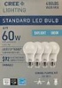 (Similar Box of 16 Pack)4 CREE 60-Watt Daylight Bright A19 LED Light Bulbs - Dimmable - 800 Lumens/5000K