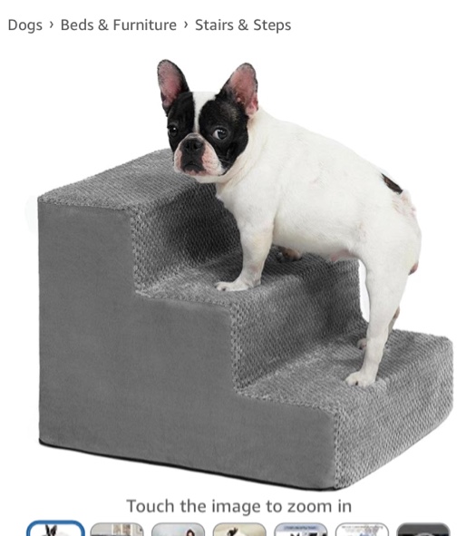 Portable Dog Stairs, Pet Stairs 3-Step Anti-Slip Rubber Bottom Memory Foam Dog Steps with Removable Washable Cover for Smaller & Elder Pets, Sturdy Steps for Dog Under 50 Pounds