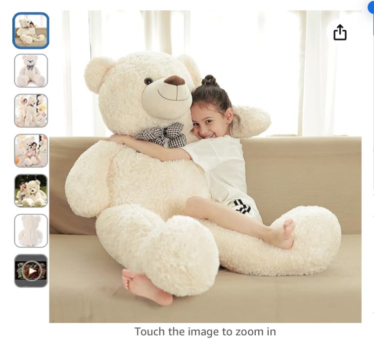 Poutmac Big Teddy Bear 55" White Giant Soft Stuffed Animals Cute Plush Toy for Girlfriend Women Kids for Valentine's Christmas Birthday
