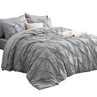 (Similar)Bedsure Queen Comforter Set Grey - Bed in a Bag Queen Size 3 Pieces, Pintuck Bedding Sets Gift for Christmas, Grey Bed Set with Pinch Pleat Queen Size Comforter, Sheets, Pillowcases & Shams