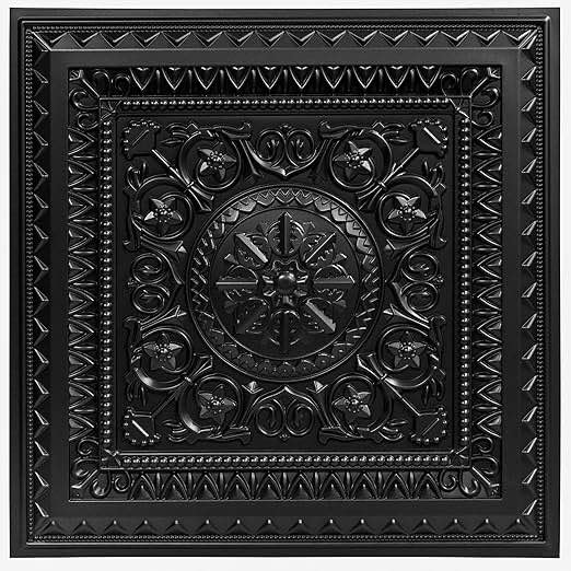 Art3d Drop Ceiling Tiles, Glue up Ceiling Tiles, 2'x2' Plastic Sheet in Black (12-Pack, 48 Sq.ft)