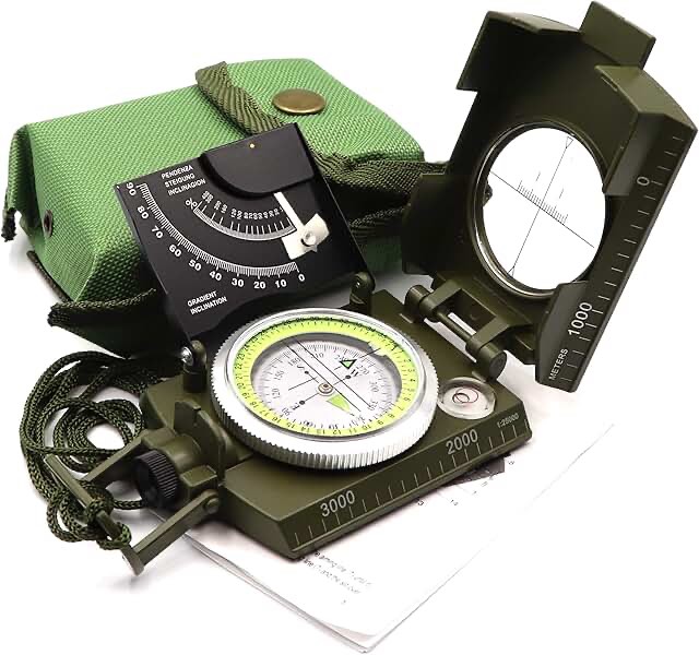 Eyeskey Multifunctional Military Sighting Navigation Compass with Inclinometer | Impact Resistant & Waterproof Compass for Hiking, Camping EK-76-Green