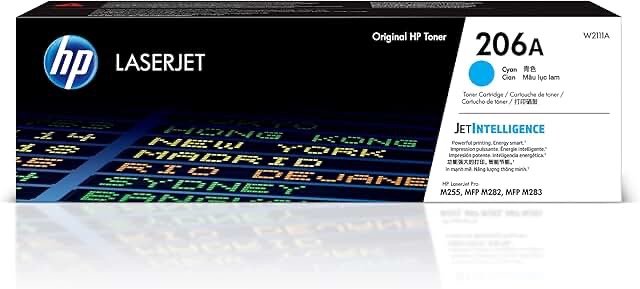 HP 206A Cyan Toner Cartridge | Works with HP Color LaserJet Pro M255, HP Color LaserJet Pro MFP M282, M283 Series | W2111A