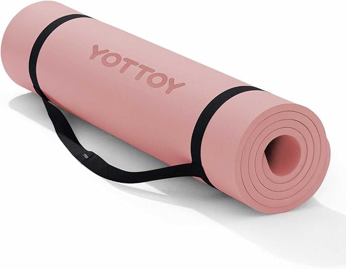 YOTTOY Yoga Mat,Extra Thick Yoga Mat (1 Inch),Professional TPE Exercise Mat,Non-Slip Workout Mat for Yoga, Pilates, Fitness, Barefoot Workouts, Home Gym Studio with Strap