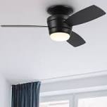 Harbor Breeze Mazon 44-in Brushed Nickel Flush Mount Indoor Ceiling Fan with Light Kit and Remote (3-Blade)