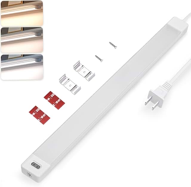 MYPLUS 16 Inch Under Cabinet Lights with Hand Wave, Under Counter Lighting 4000K Natural White,Dimmable,Plug and Play,LED Lights for Kitchen Cabinet, Cupboard, Closet, Desk