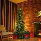 Fraser Hill Farm Carmel Pine Slim Artificial Christmas Tree with Warm White LED Lights