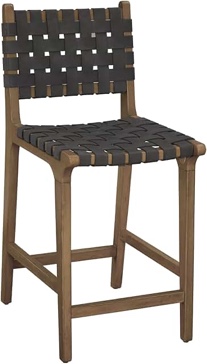 Ferrera Solid Elm Wood Cane Rattan Seat Backless Stool