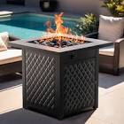 Square Outdoor Propane Fire Pit Table with Lava Rocks
