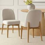 Linen Upholstered Parson Chair with Solid Wood Legs
