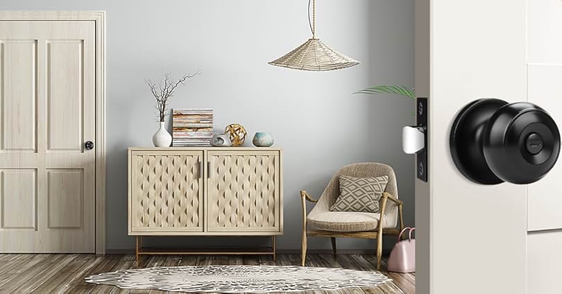 Ellipse Passage Door Knob with Traditional Round Rose