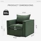 COLAMY Swivel Chair 34" Upholstered Swivel Accent Chair with Back Support Pillow, Modern Swivel Armchair -Green