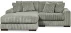 CORDUROY SECTIONAL SOFA, GREEN, INCOMPLETE 