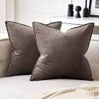 MIULEE Pack of 2 Soft Solid Decorative Square Throw Pillow Covers Set Christmas Cushion Cases Pillowcases for Spring Couch Sofa Bedroom Car 18x18 inch Coffee