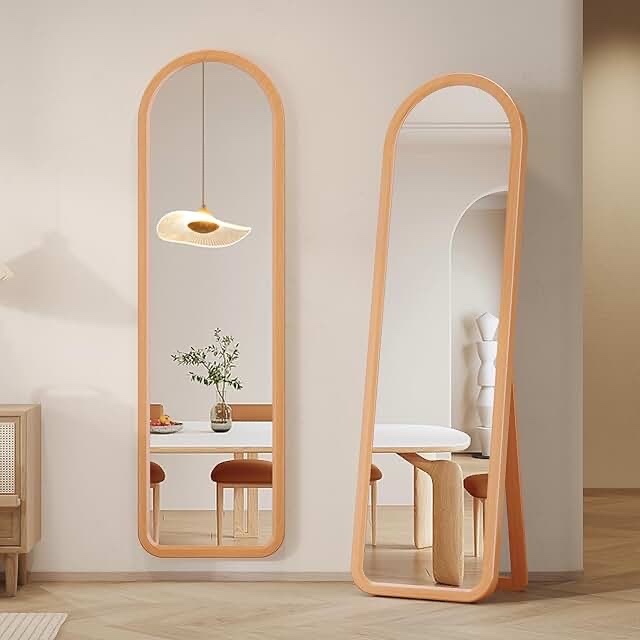 Spengler Arched Full Length Mirror Solid Wood Floor Mirror