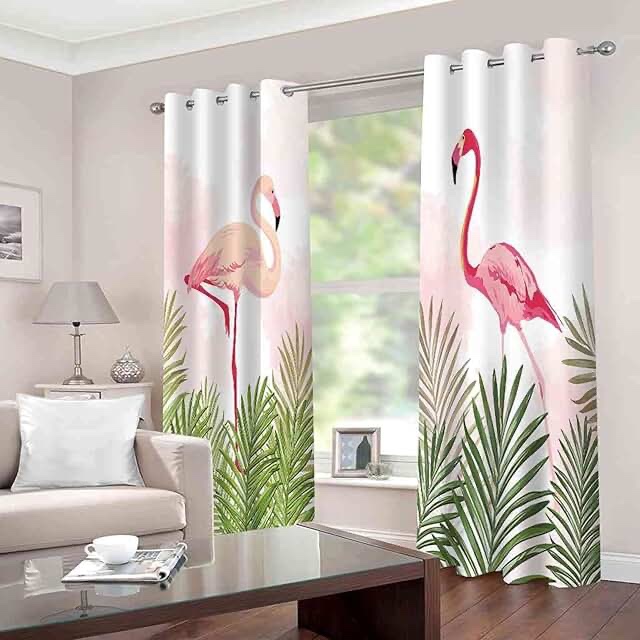Holli Zollinger Flamingo Pink Blackout Window Curtian Set of 2