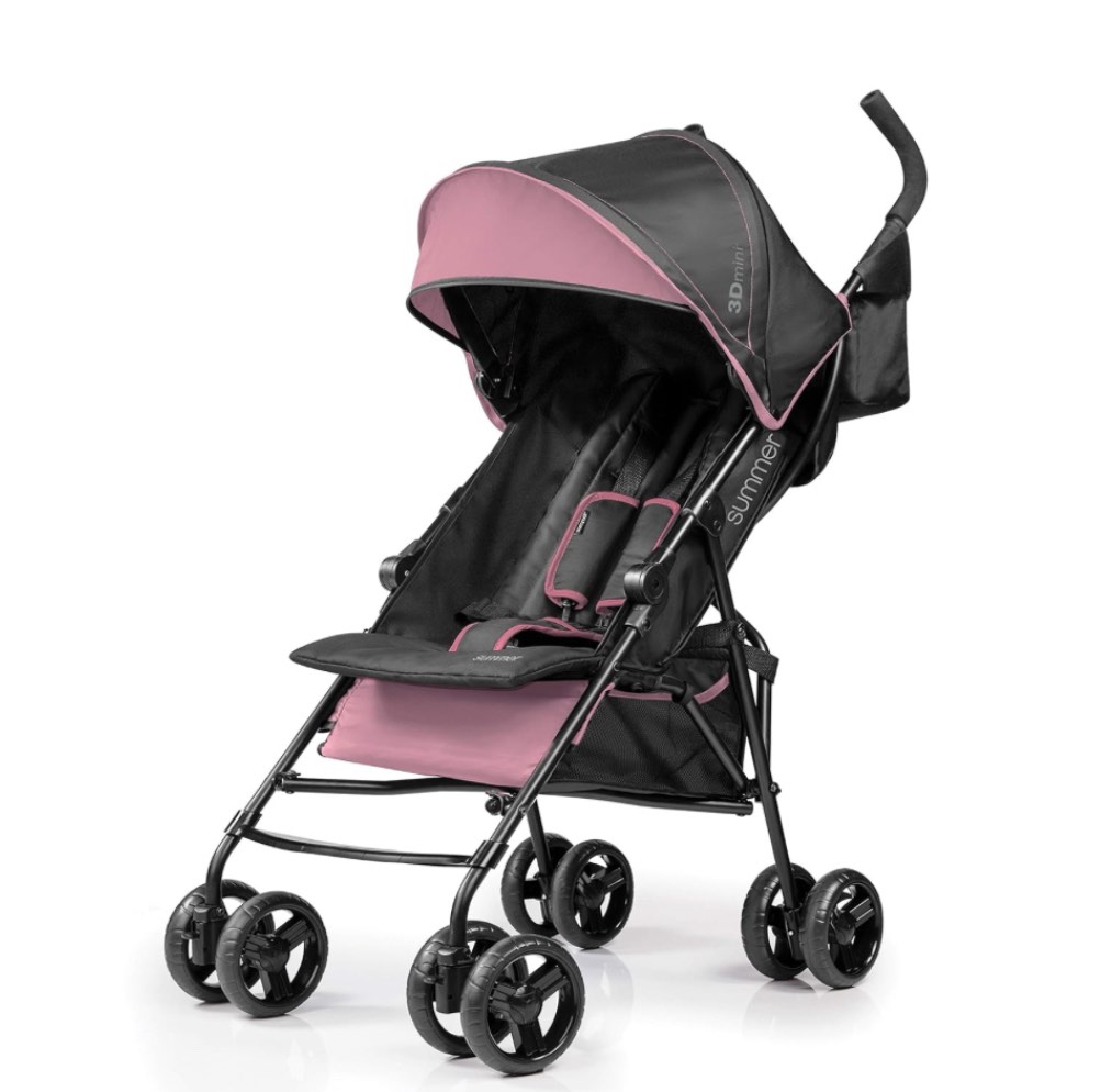 Summer Infant 3Dmini Convenience Stroller, Pink – Lightweight Stroller with Compact Fold, Multi-Position Recline, Canopy with Pop Out Sun Visor and More – Umbrella Stroller for Travel
