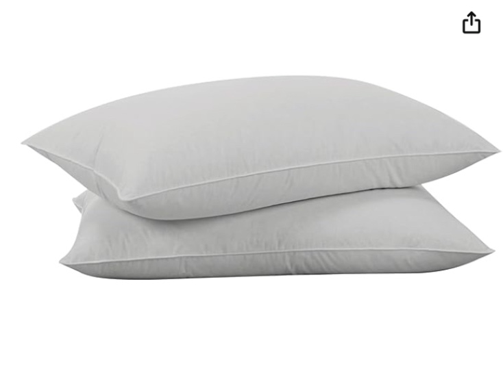 puredown® Goose Feathers and Down White Pillows with 100% Cotton Cover, Bed Sleeping Hotel Collection Pillows Set of 2, Standard Size