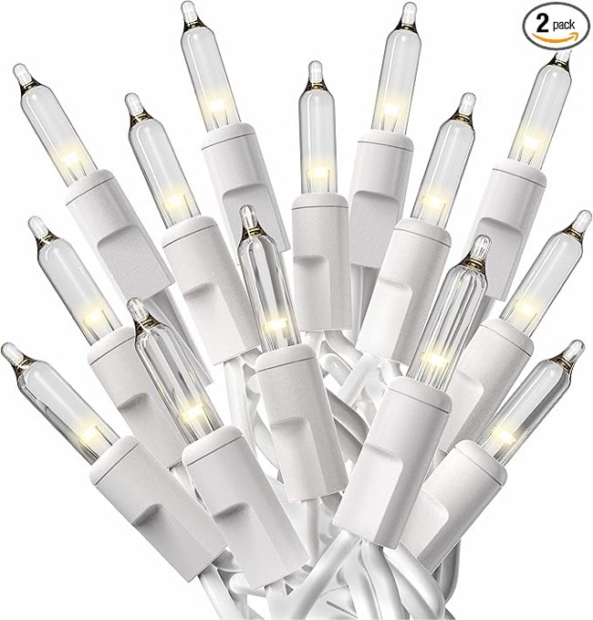 PREXTEX 300 Count Clear Christmas Tree Lights with White Wire - 60 ft Warm White Twinkle Lights for Indoor or Outdoor Use - Holiday Fairy String Lights for Christmas Trees, Patios, and More