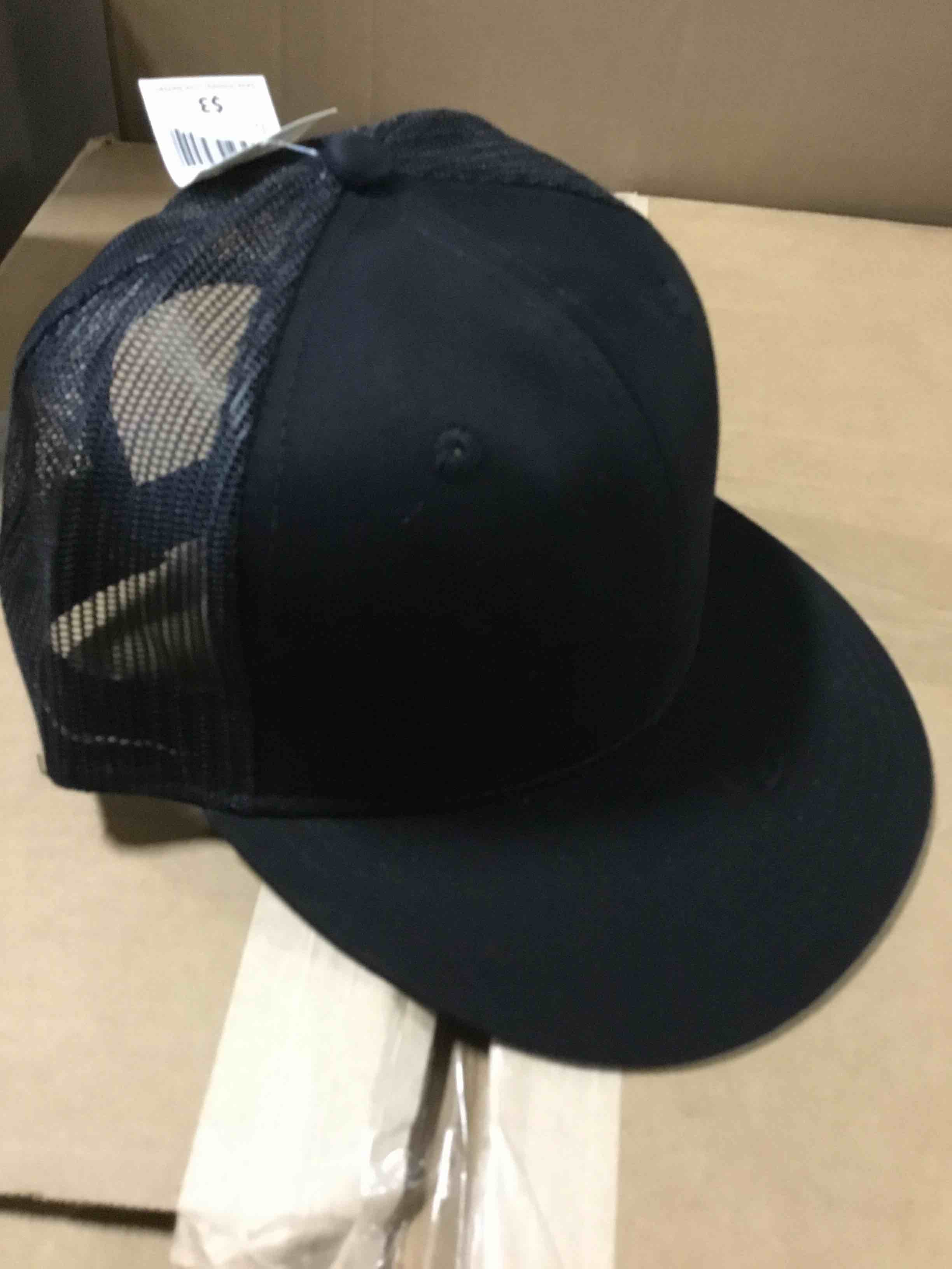 Box of 83 Plain black and blue caps for baseball with clip’s to do it your size is one size fits all