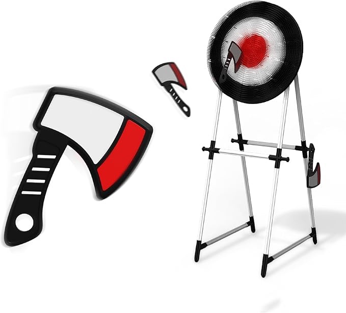 BLACK SERIES Axe Throwing Set [Amazon Exclusive] Includes 3 Plastic Axes, Collapsible Stand, Bristle Target, Safe for Indoor & Outdoor Play, Fun Sports Activity, Toss Game for Adults & Kids