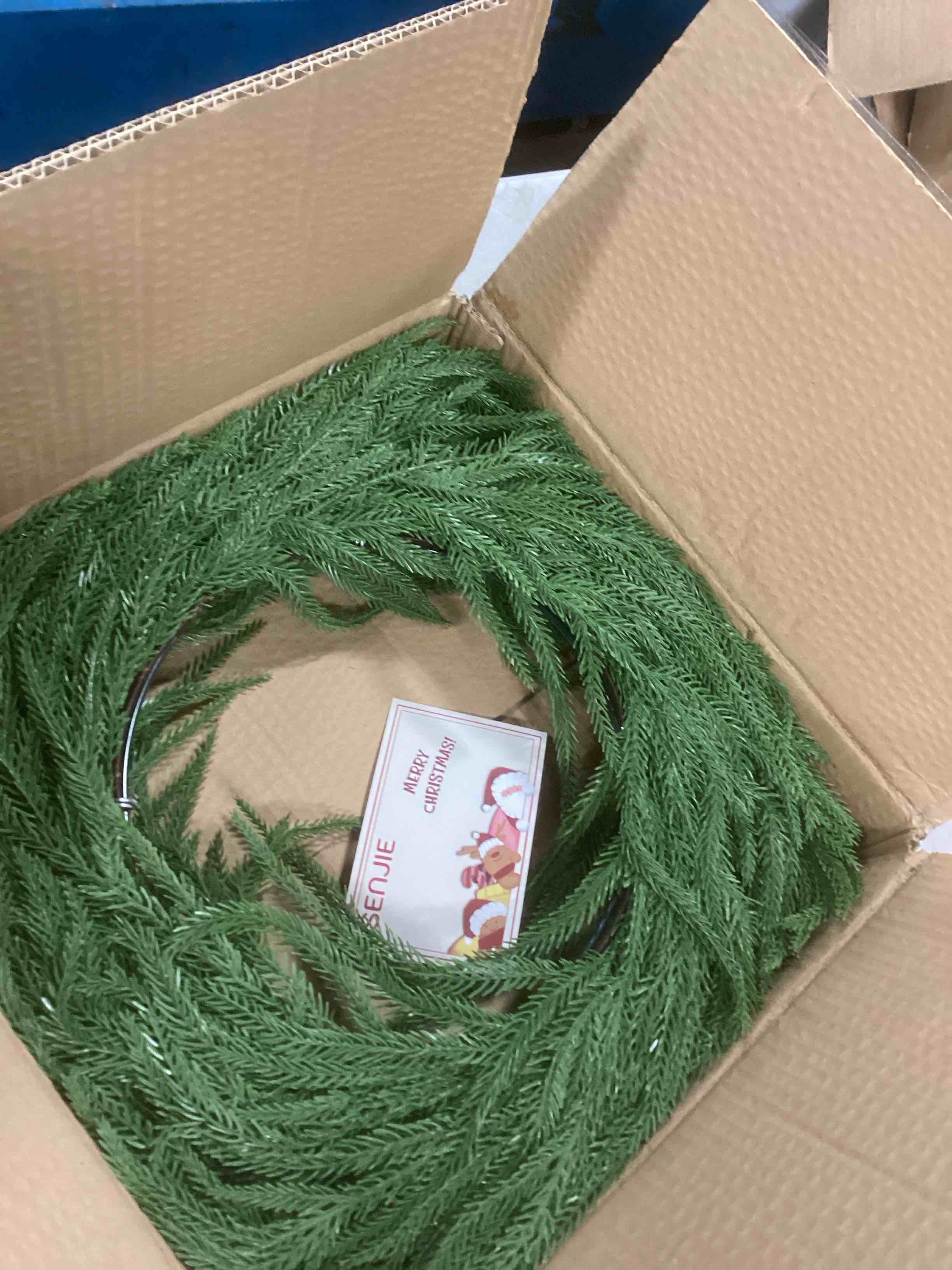 Condition photo showing Good Condition for Christmas Wreaths for Front Door 24 Inch Norfolk Pine Wreath for All Seasons Artificial Green Wreath Holiday Decoration for Indoor Outdoor Home Decor