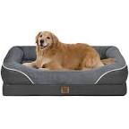 MIHIKK Waterproof Dog Bed Medium Size Dog Orthopedic Dog Beds for Crate with Removable Washable Cover Egg-Crate Foam Pet Pad Mat with Anti-Slip Bottom, 36x23 Inch, Grey