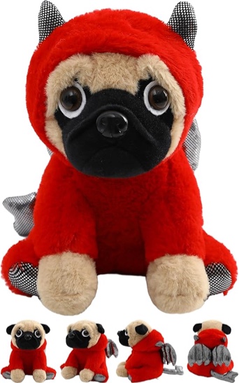 CASAGOOD Pug Unicorn Stuffed Animal Pug Dog Wearing Unicorn Costume Plushies Pug Dressed as Cute Funny Unicorn Plush Toys for Kids Stuffed Puppy Animals Gift for Lover 12 Inch red 