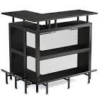 Shaped Home Bar Unit, Liquor Bar Table with Glasses Holders & Shelves