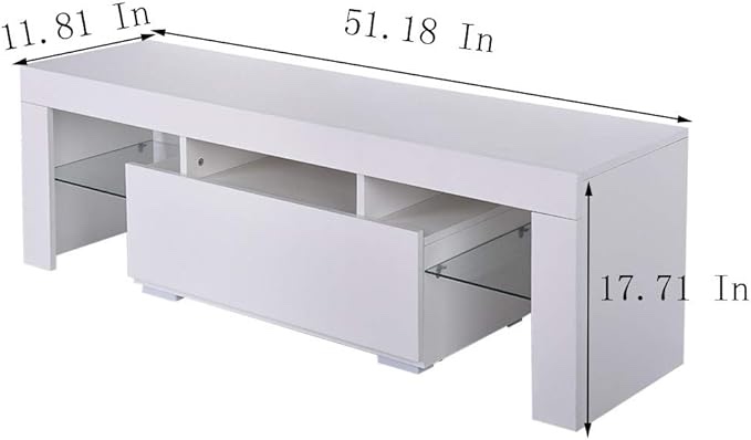 Micozy Home TV Stand, TV Console with LED Light Media Storage Console Cabinet for Flat Screen TV Cable Box TV Cabinet, Gaming Consoles, in Living Room, Entertainment Room, Office (White)