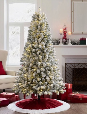 Holiday Time 253T24006 6.5Ft Pre-Lit Flocked Frisco Pine Artificial Christmas