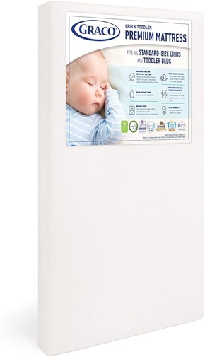 Graco Premium Crib & Toddler Mattress - GREENGUARD Gold and OEKO-TEX STANDARD 100 Certified, CertiPUR-US Certified Foam, Machine Washable Cover, Waterproof Sleep Surface, Fits Crib & Toddler Bed