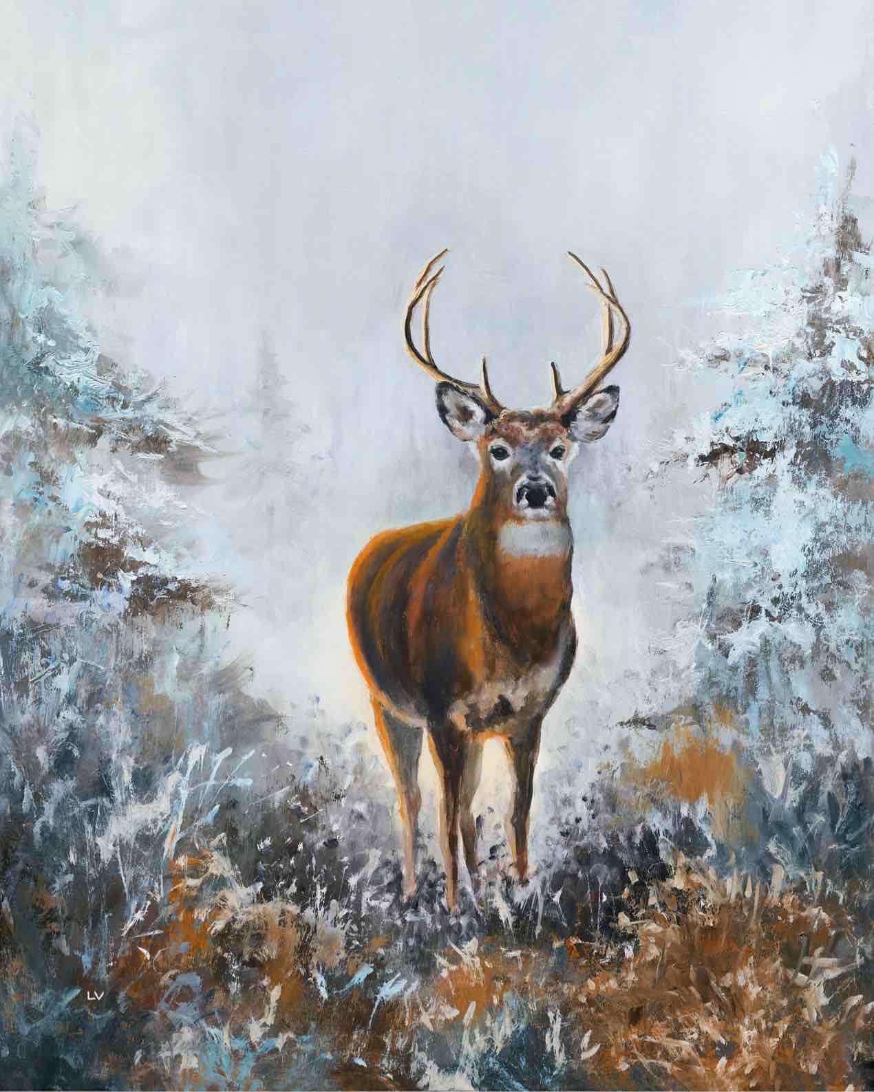 similar)Decor - Deer In Autumn Forest Painting Giclee Prints Wildlife Pictures Animal Elk Poster Canvas Art Wall Decor Modern Framed Artwork