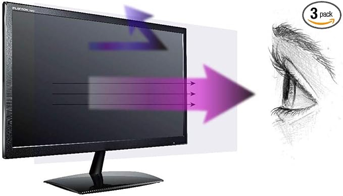 Premium Anti Blue Light and Anti Glare Screen Protector (3 Pack) for 24 Inches Widescreen Desktop Monitor. Filter Out Blue Light and Relieve Computer Eye Strain to Help You Sleep Better